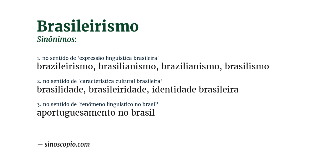 Sinônimo de brasileirismo