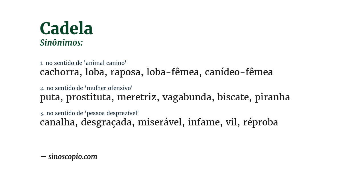 Sinônimo de cadela