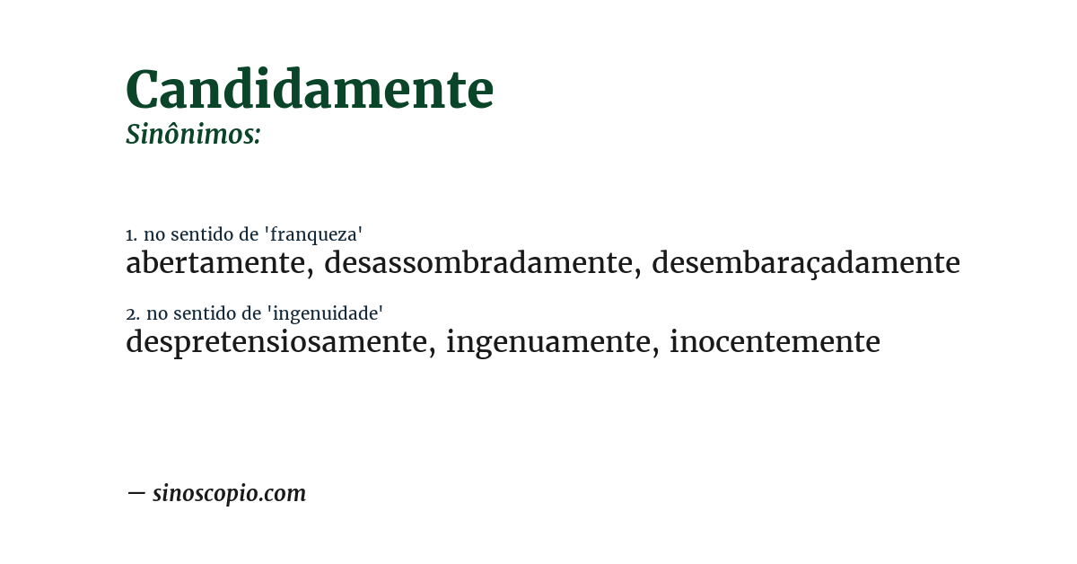 Sinônimo de candidamente