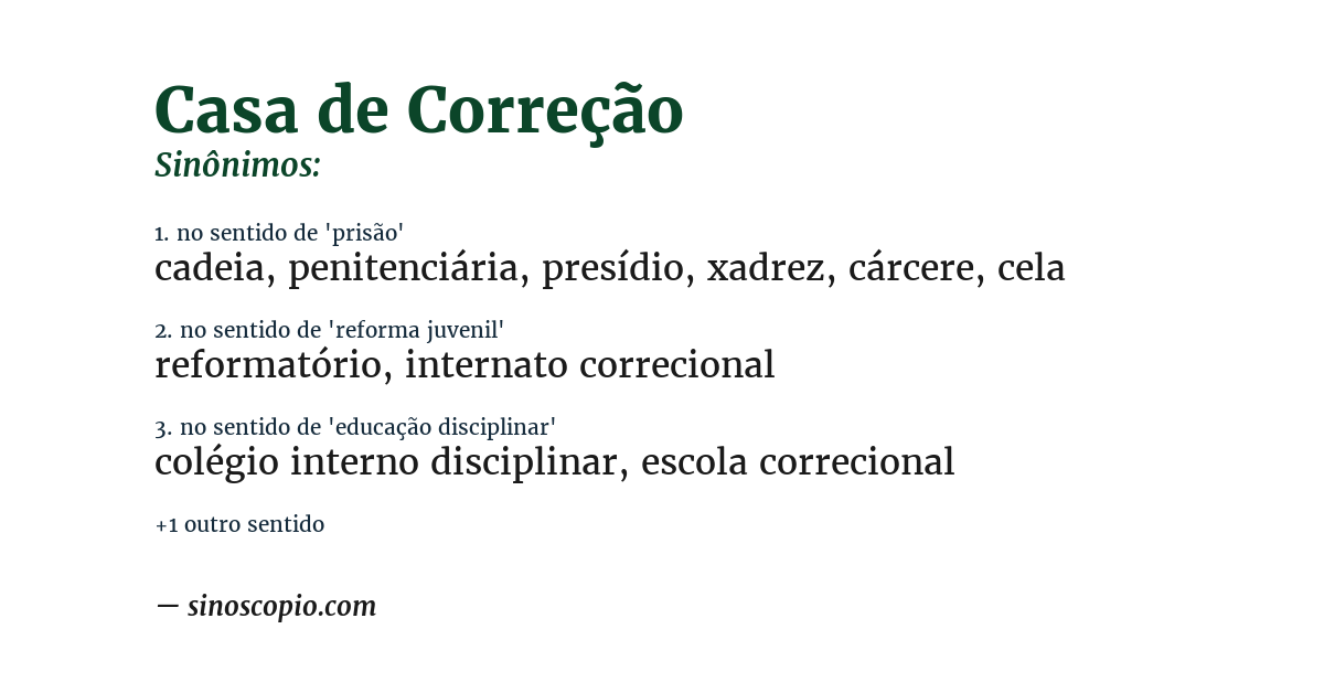 Sinônimo de casa de correção