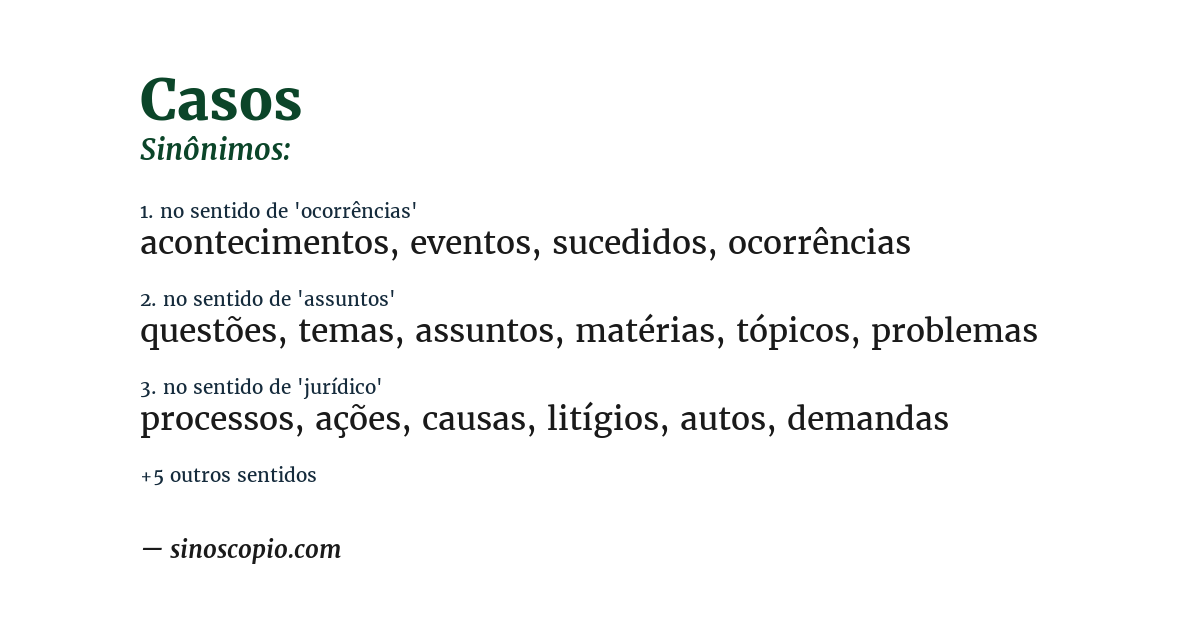 Sinônimo de casos
