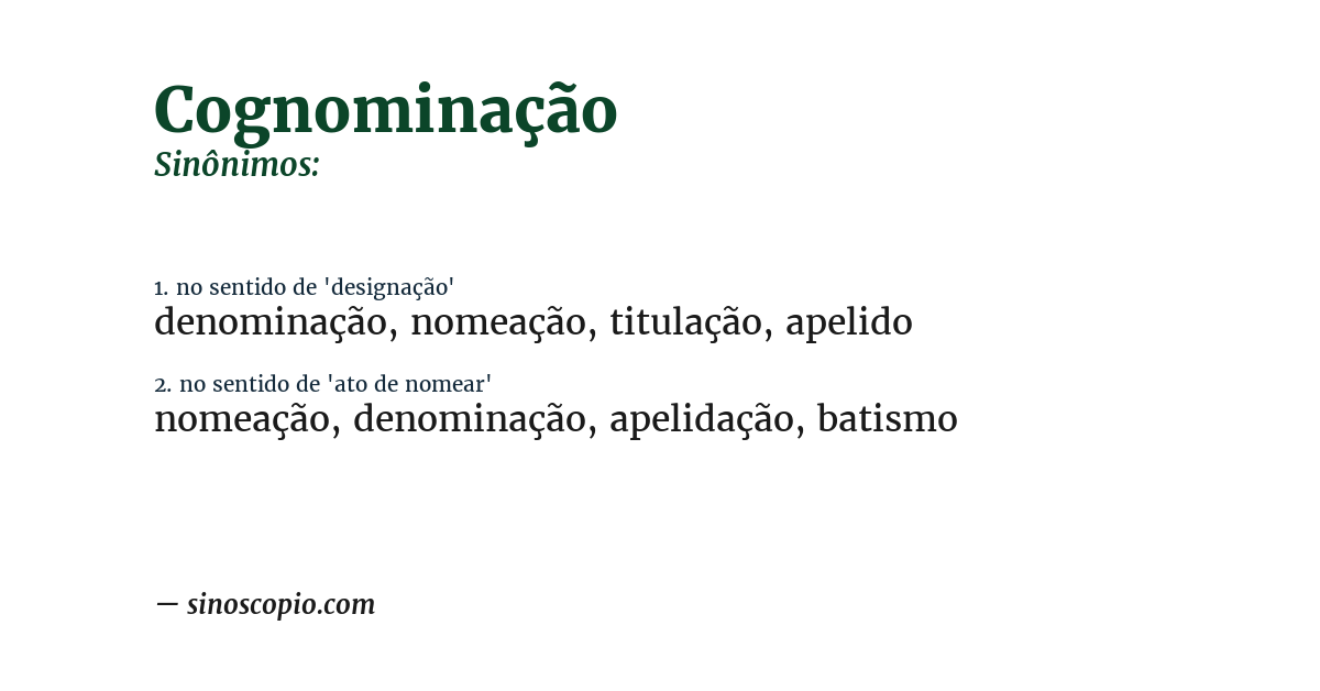Sinônimo de cognominação
