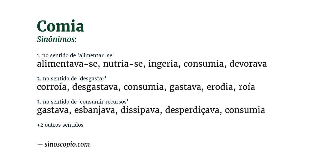 Sinônimo de comia