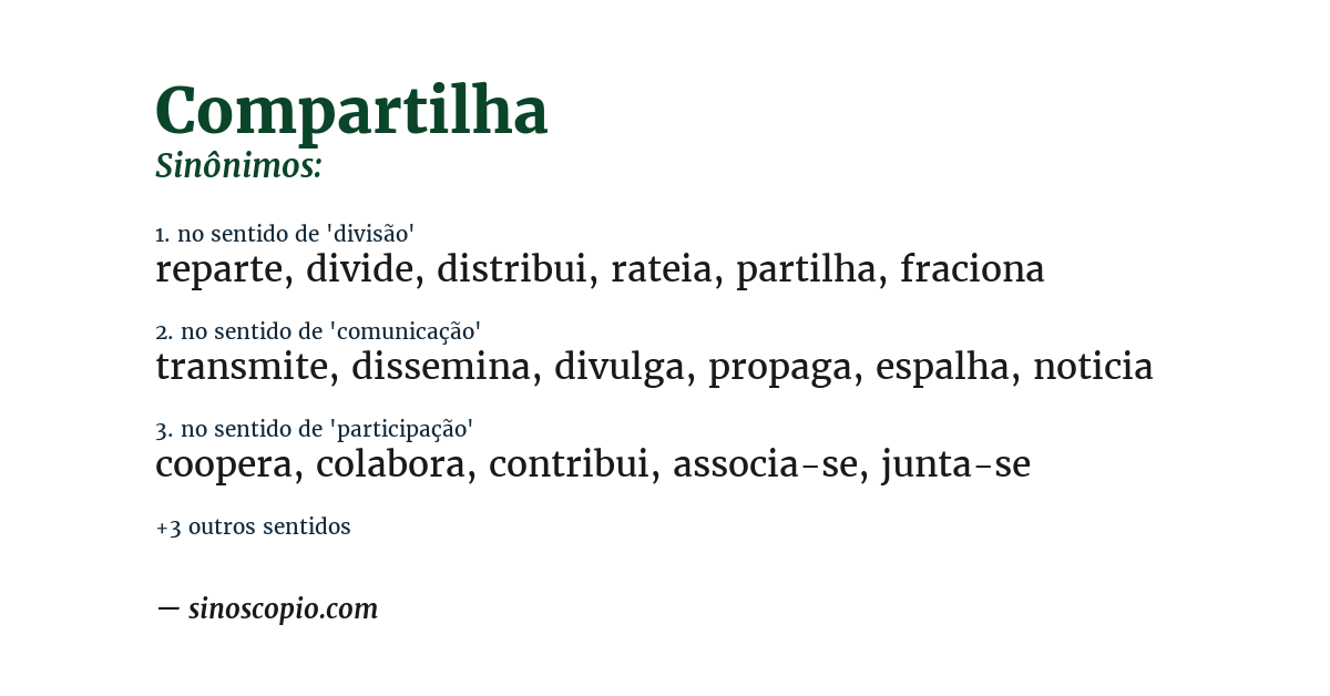Sinônimo de compartilha