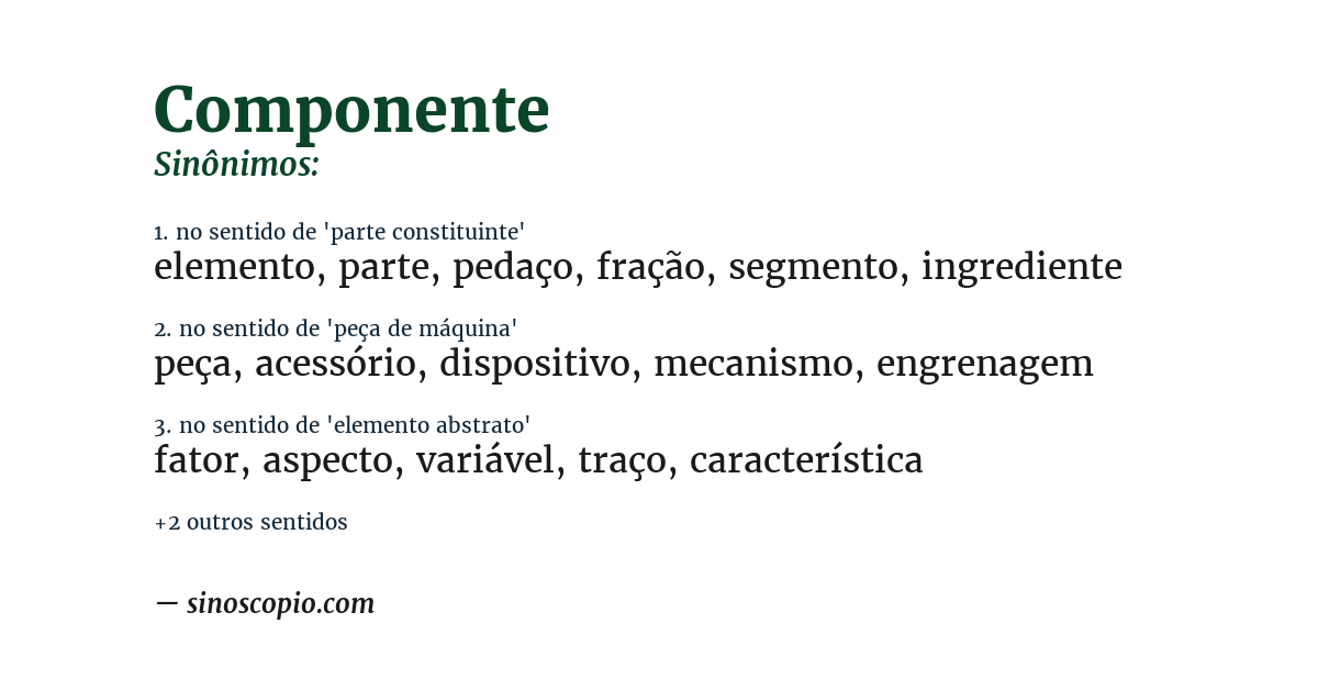 Sinônimo de componente