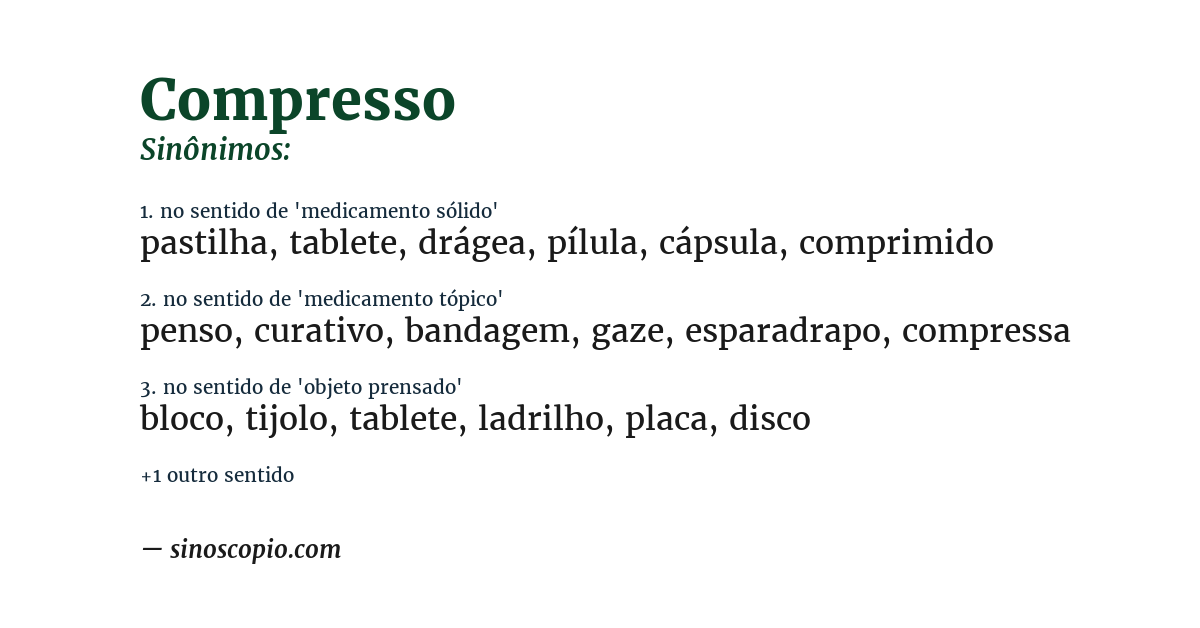 Sinônimo de compresso