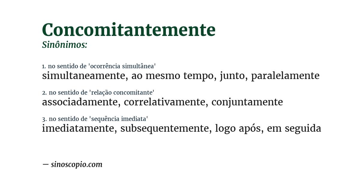 Sinônimo de concomitantemente