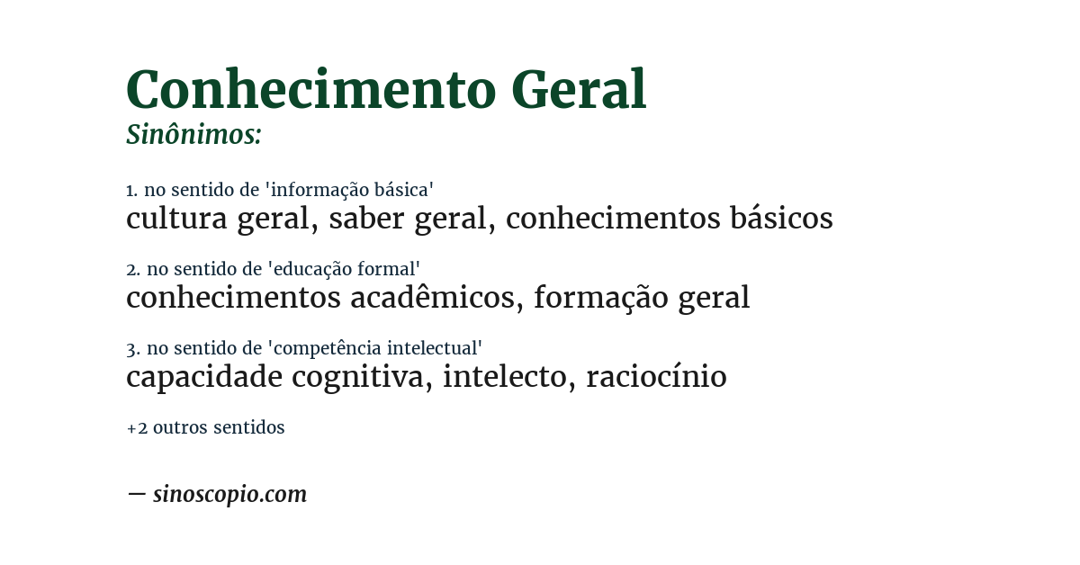 Sinônimo de conhecimento geral
