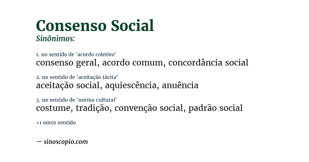 Sinônimo de consenso social