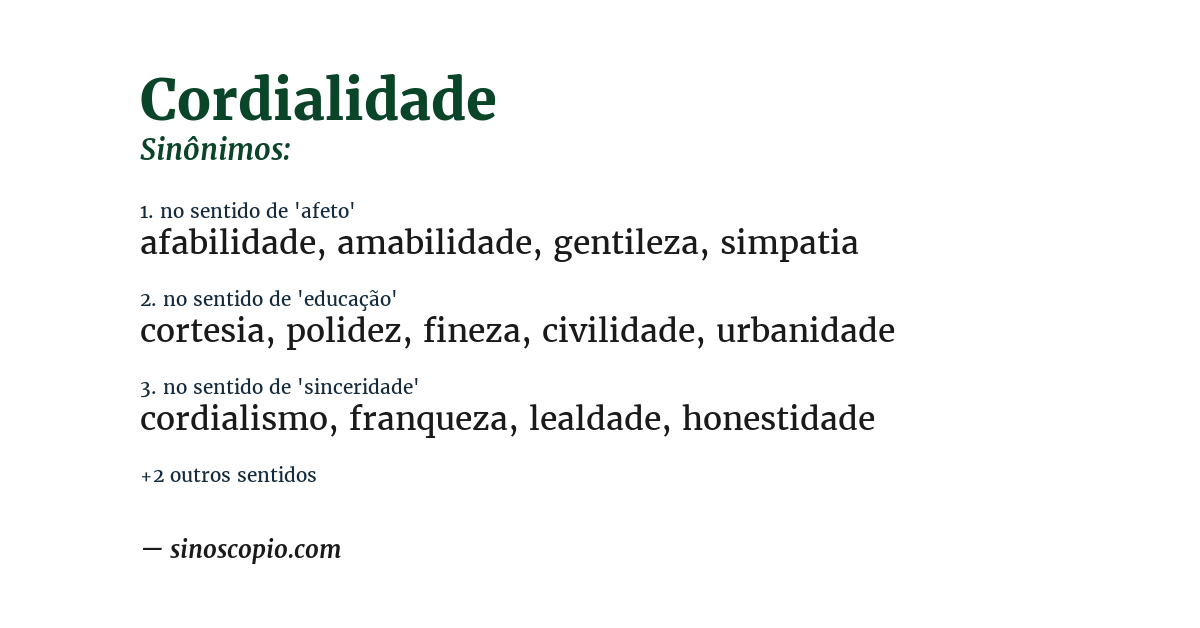 Sinônimo de cordialidade