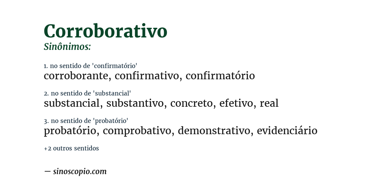 Sinônimo de corroborativo