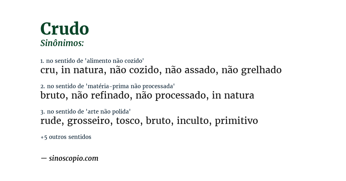 Sinônimo de crudo