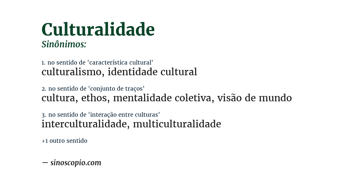 Sinônimo de culturalidade