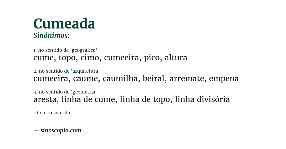Sinônimo de cumeada