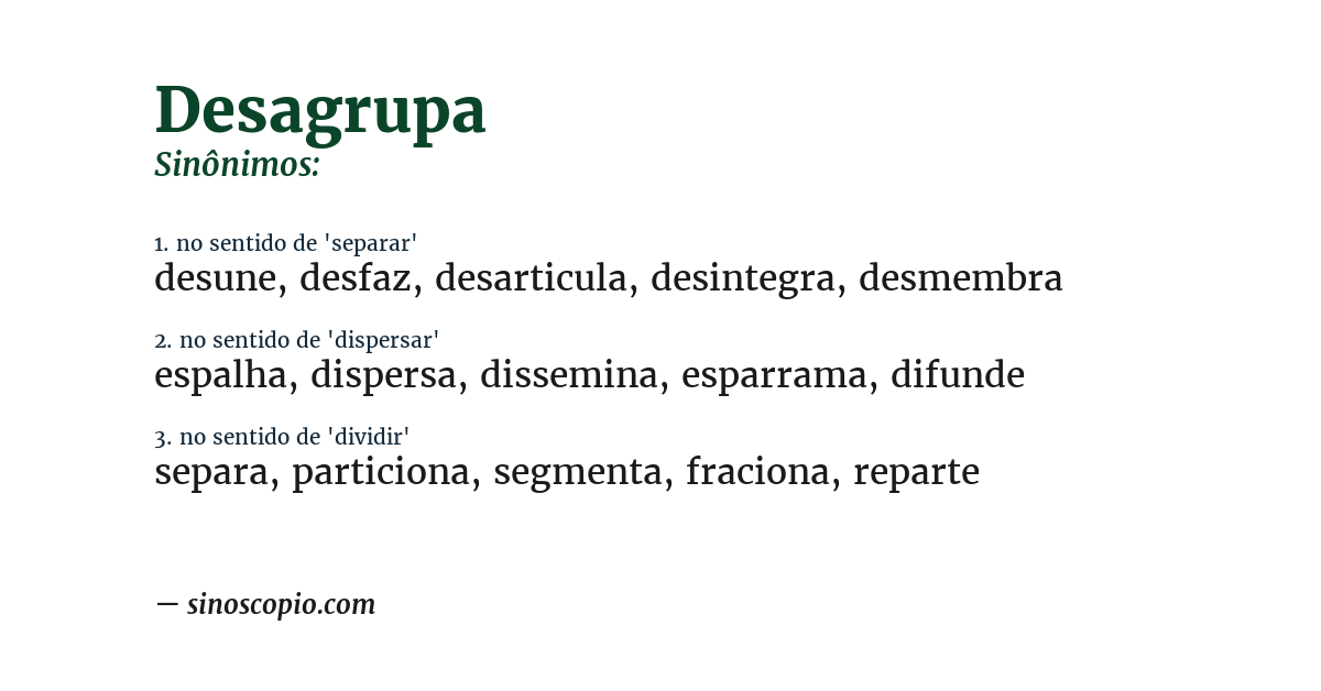 Sinônimo de desagrupa