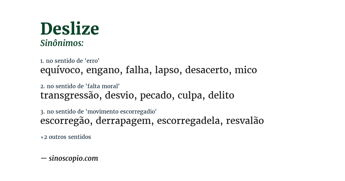 Sinônimo de deslize