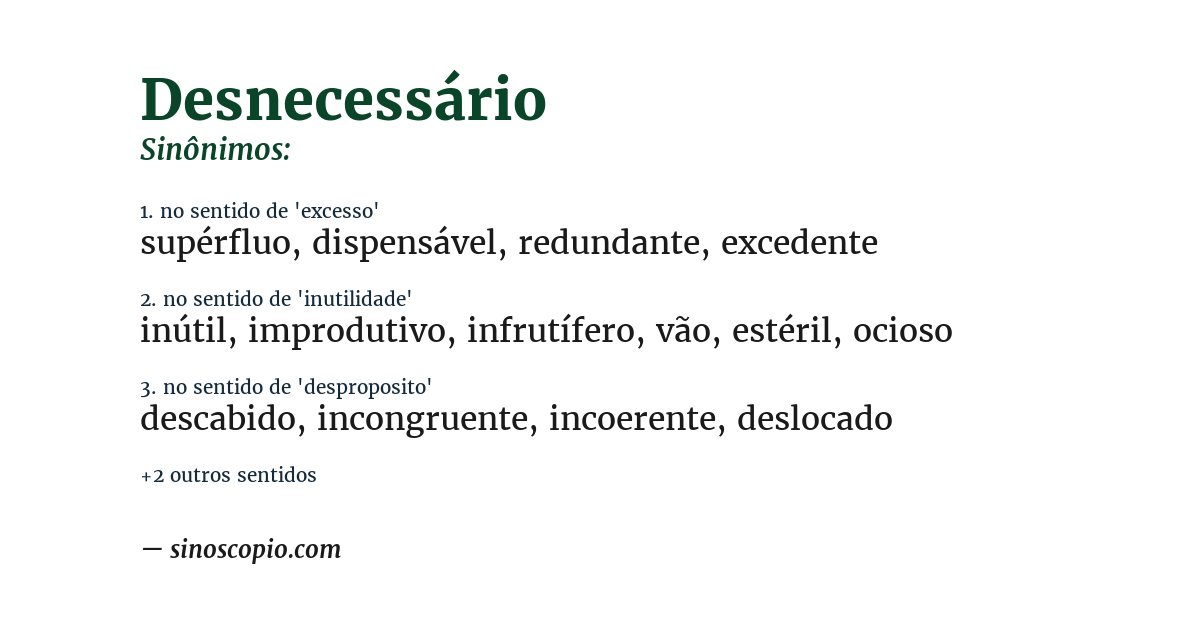 Sinônimo de desnecessário