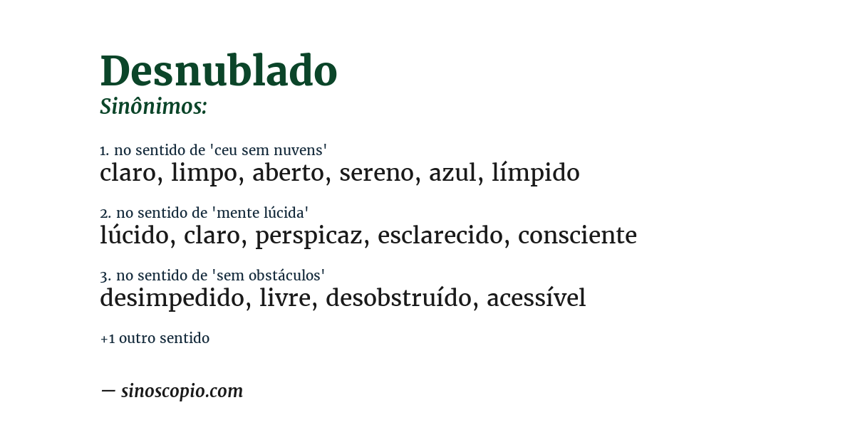 Sinônimo de desnublado