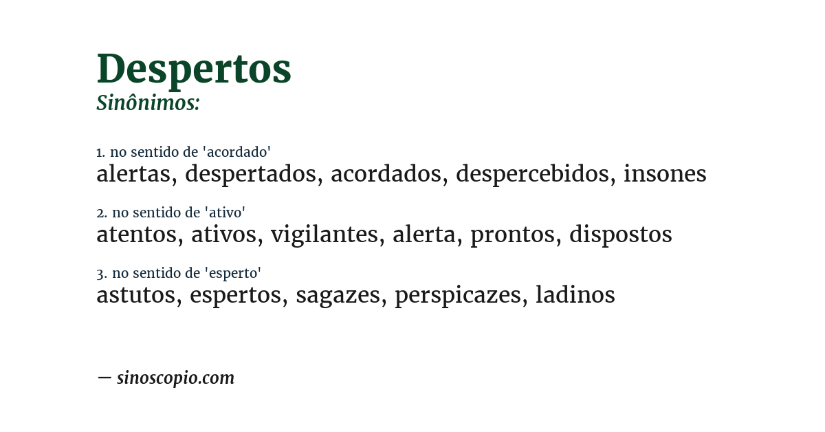Sinônimo de despertos