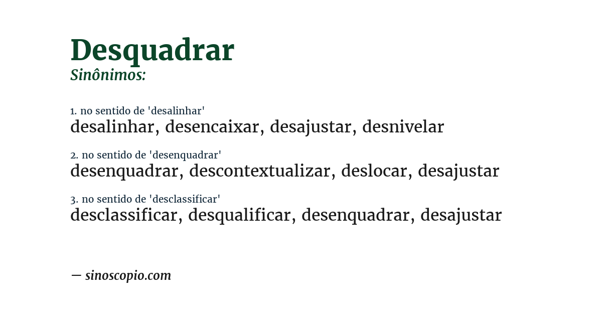 Sinônimo de desquadrar