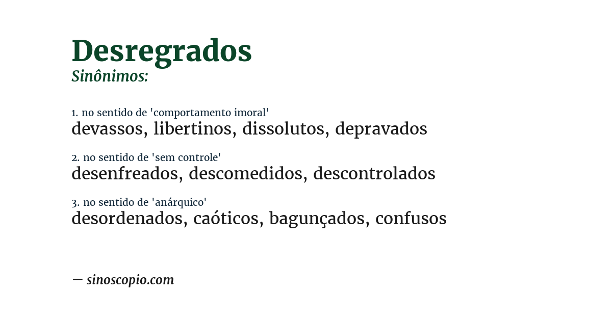 Sinônimo de desregrados