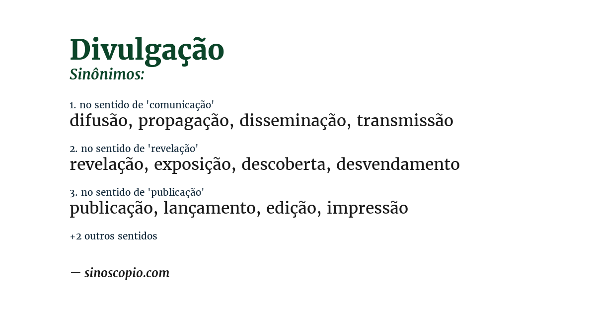 Sinônimo de divulgação