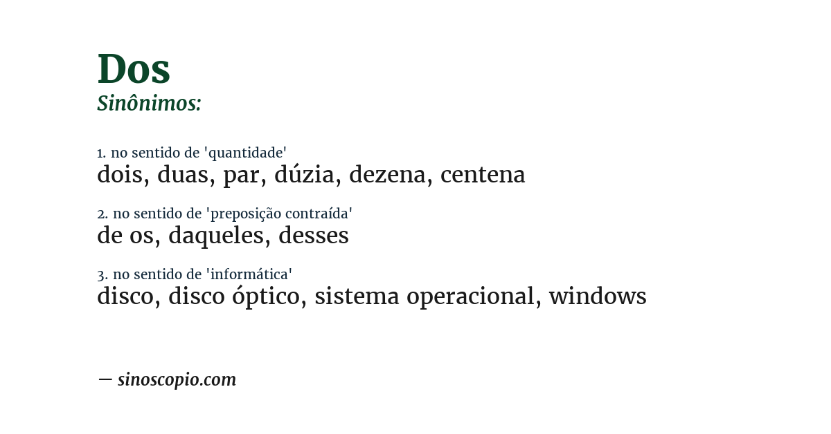 Sinônimo de dos