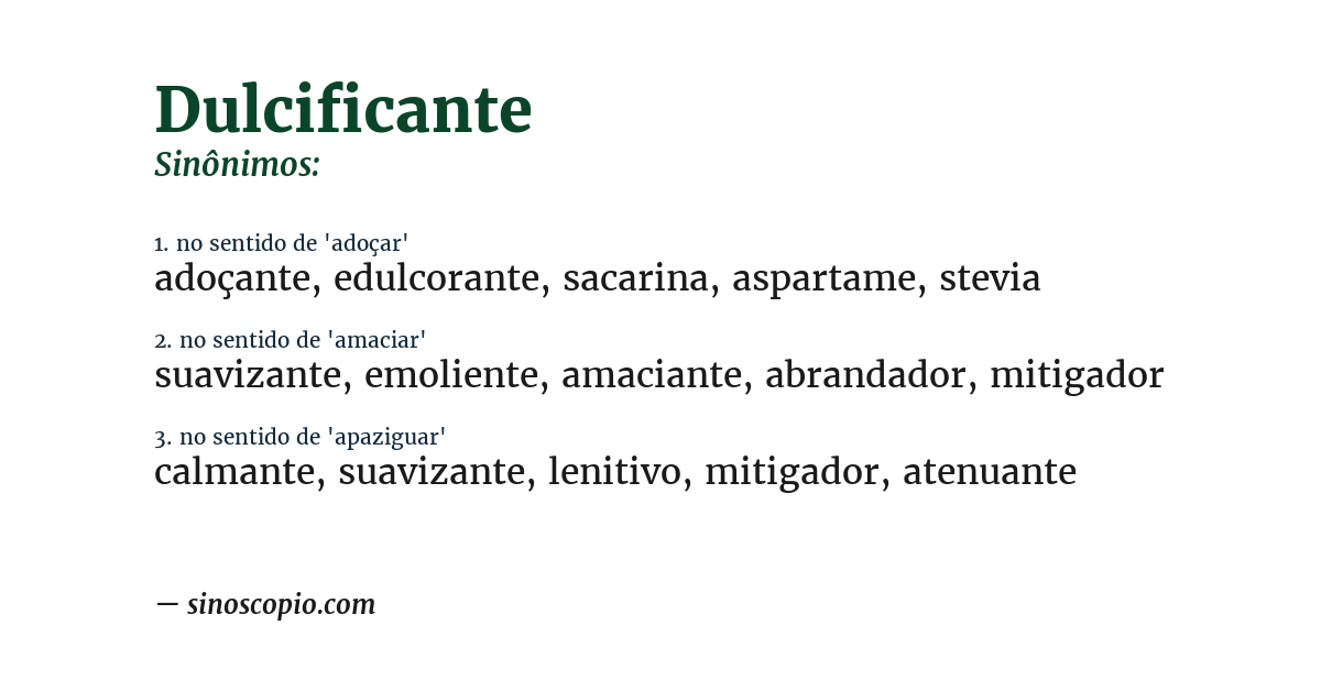 Sinônimo de dulcificante