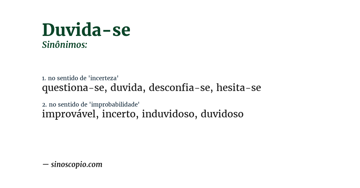 Sinônimo de duvida-se