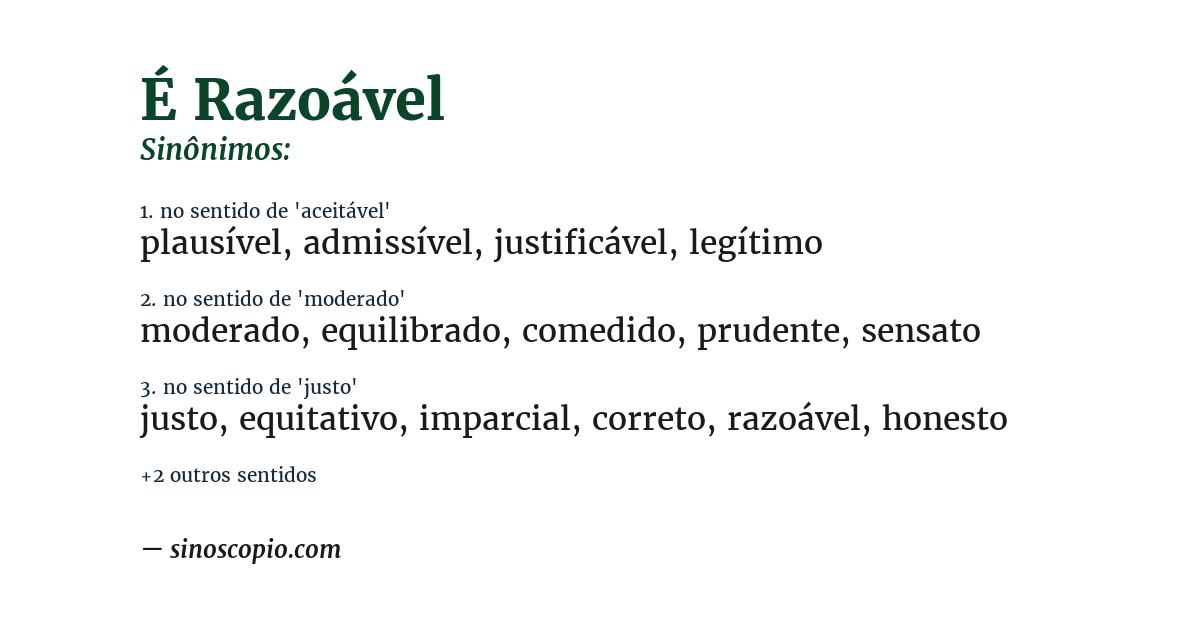 Sinônimo de é razoável