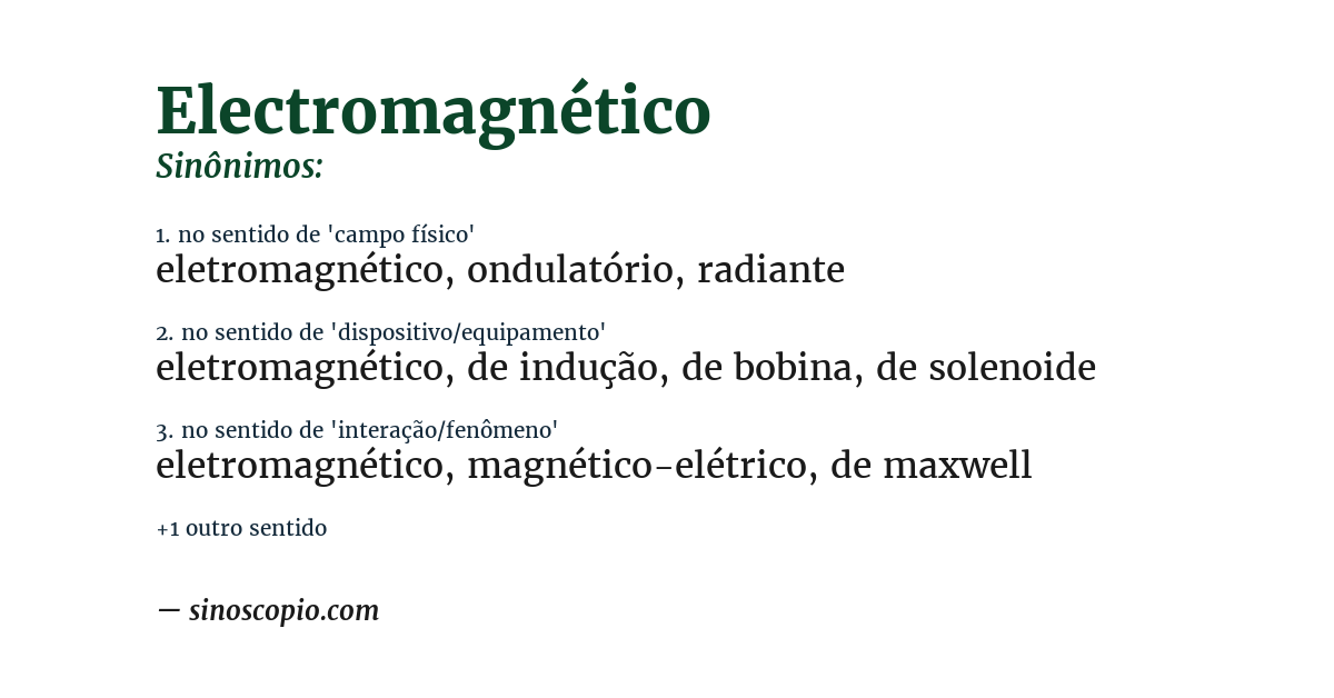 Sinônimo de electromagnético