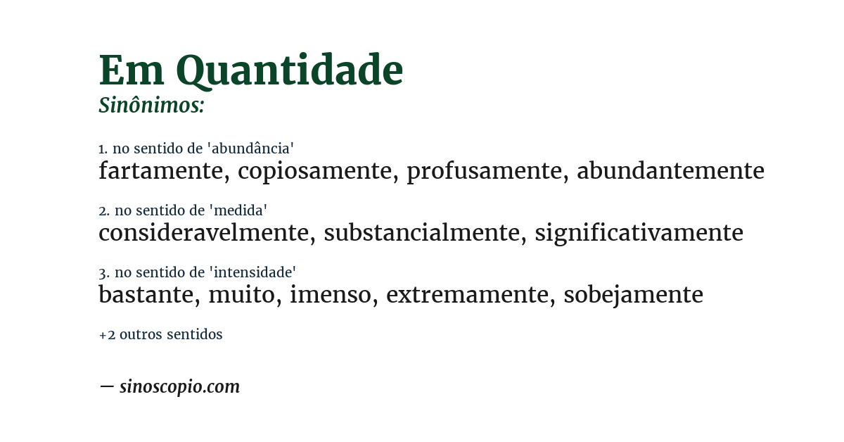 Sinônimo de em quantidade