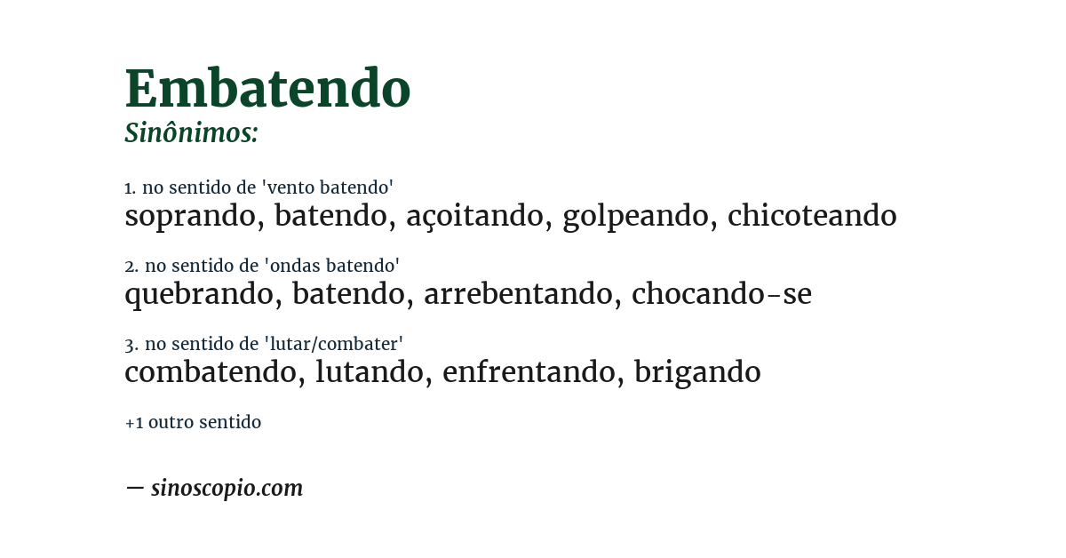 Sinônimo de embatendo