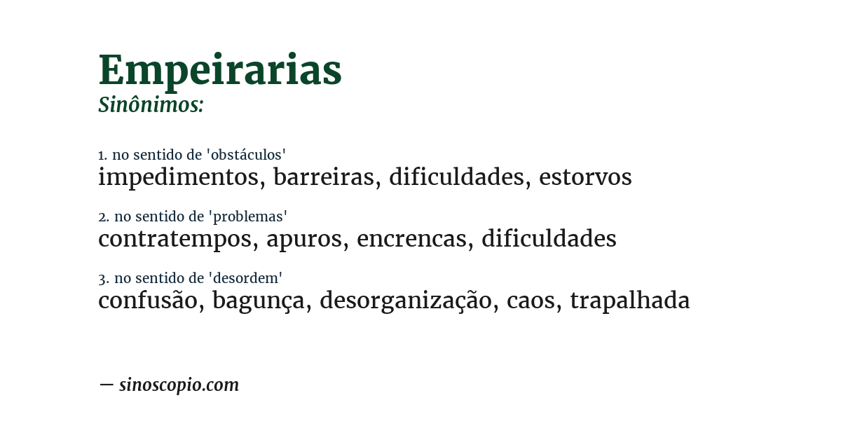 Sinônimo de empeirarias