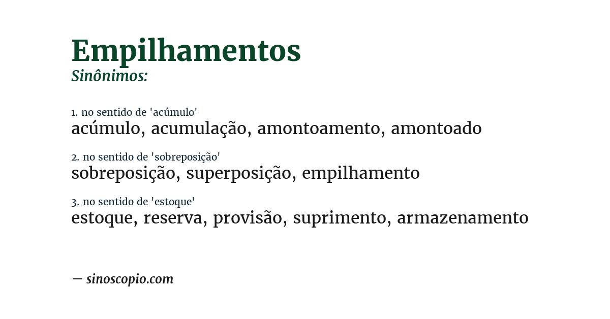 Sinônimo de empilhamentos