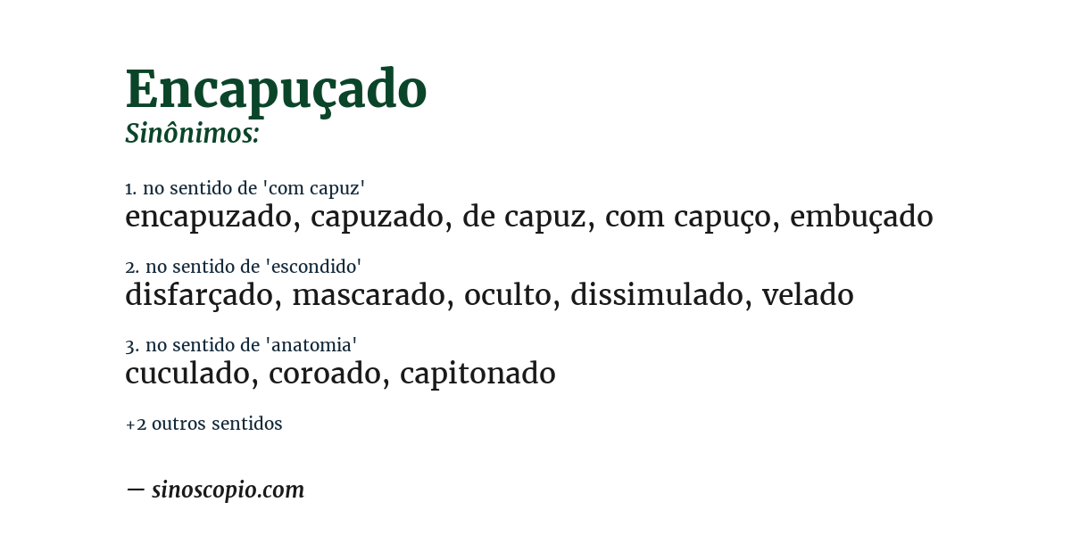 Sinônimo de encapuçado