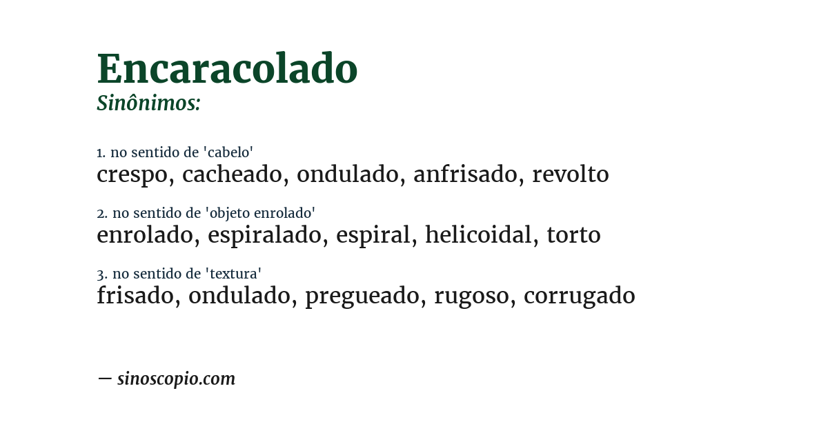 Sinônimo de encaracolado