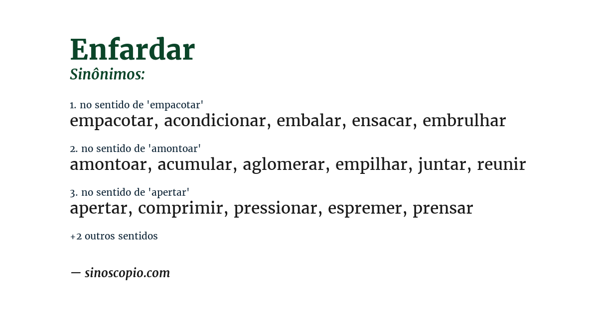 Sinônimo de enfardar