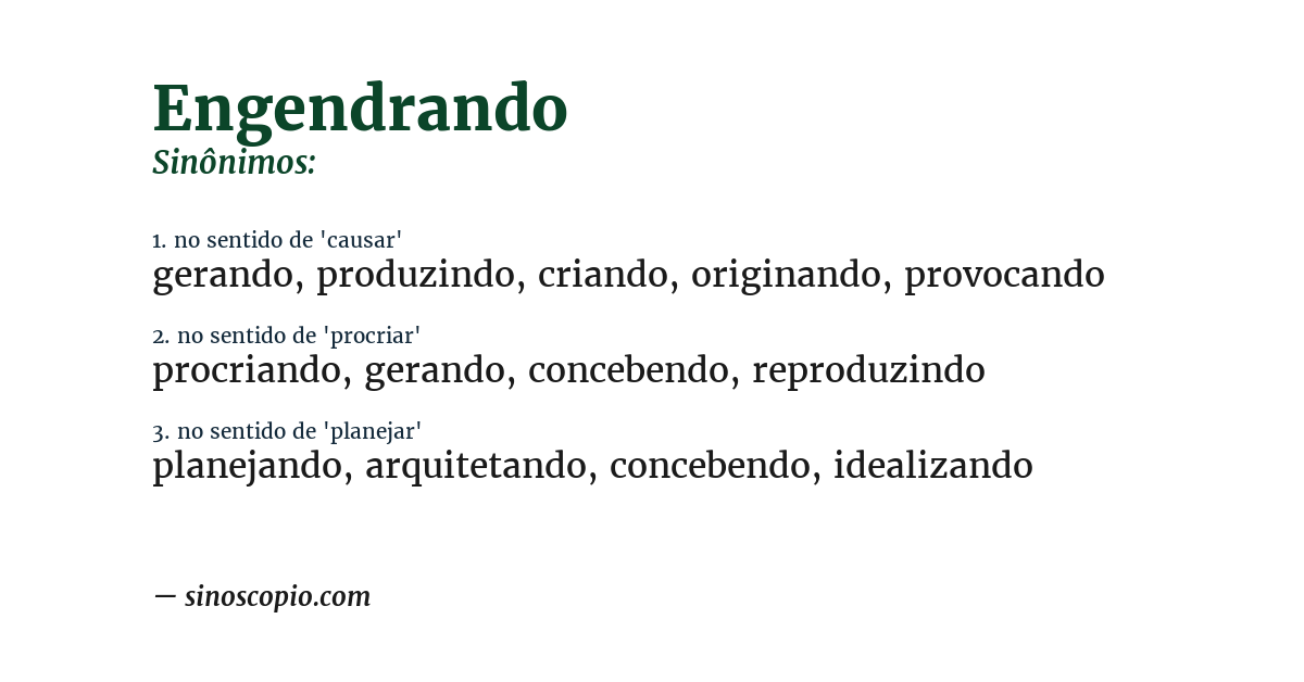Sinônimo de engendrando