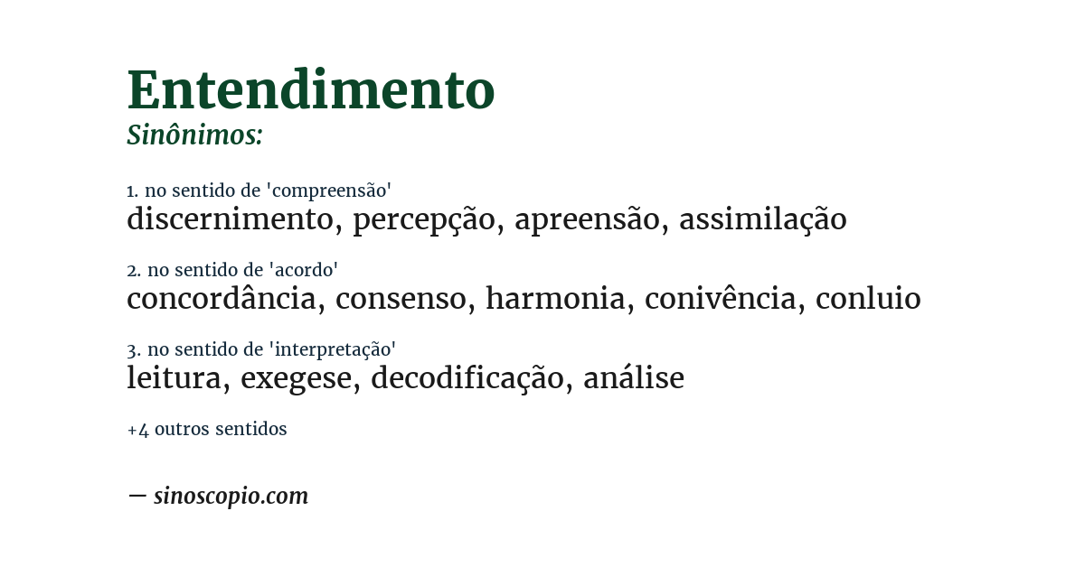 Sinônimo de entendimento
