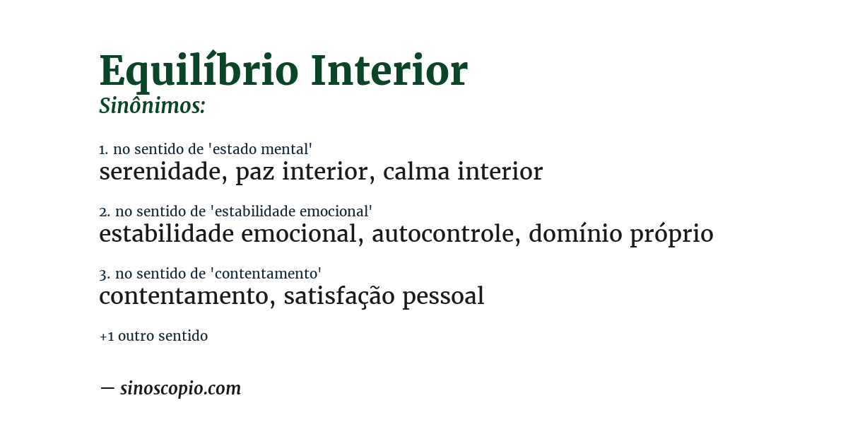 Sinônimo de equilíbrio interior