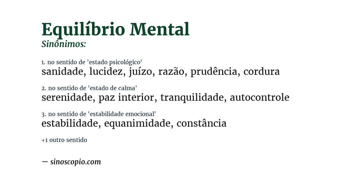 Sinônimo de equilíbrio mental