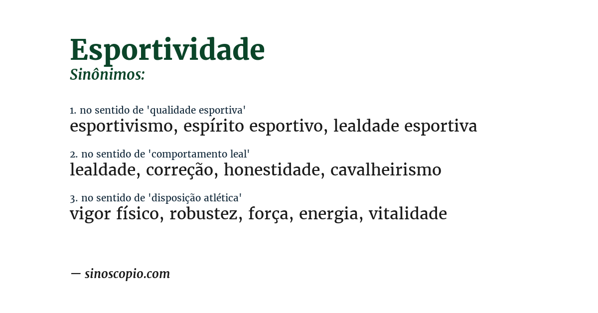 Sinônimo de esportividade
