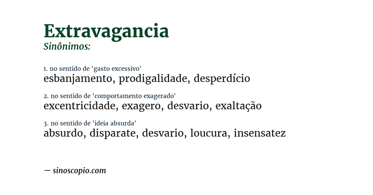 Sinônimo de extravagancia