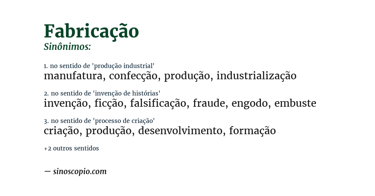 Sinônimo de fabricação