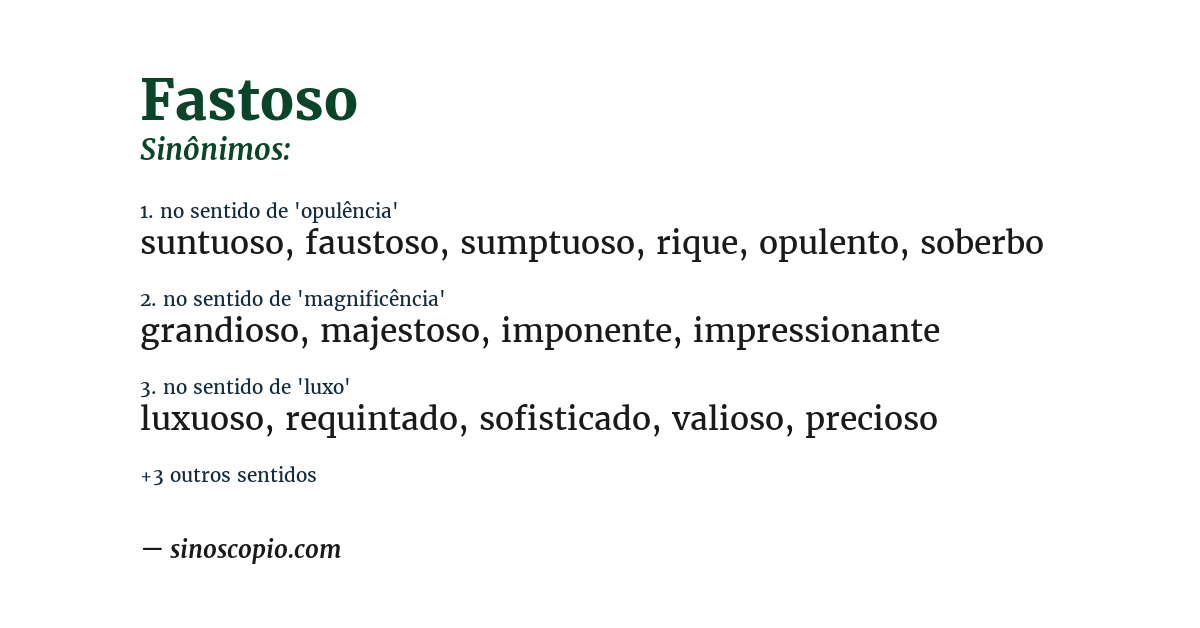 Sinônimo de fastoso