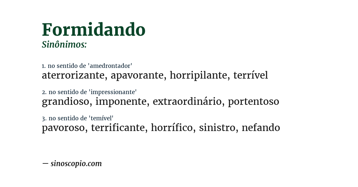 Sinônimo de formidando