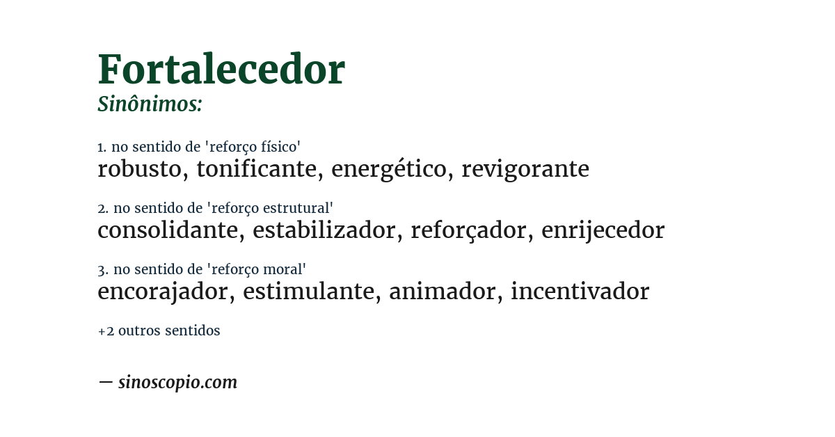 Sinônimo de fortalecedor