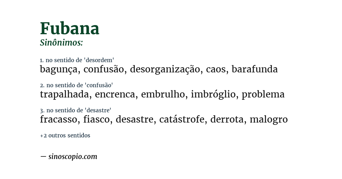 Sinônimo de fubana