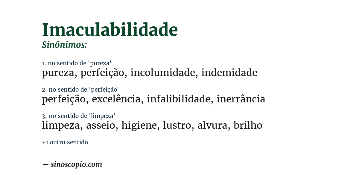Sinônimo de imaculabilidade
